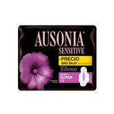 Ausonia Sensitive Super Avec Ailettes Serviettes Hygiéniques 12 Unités