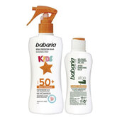 Babaria Sun Kids Sunscreen Lotion Water Resistant Spf50 Spray 200ml Set 2 Parti