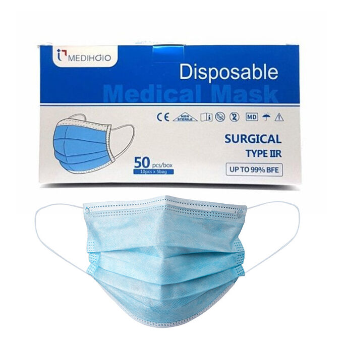 3-Ply Disposable Face Masks, 10 Pack, Blue