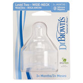 Dr Brown's Teat Size 2 Wide Neck Teat  Silicone +3 Months, 2 Units