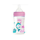 Chicco Well-Being Colors Silicone Feeding Bottle Slow Flow Anti-Colic System Pink 0m+ 150ml