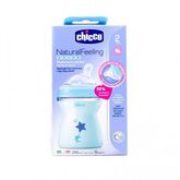 Chicco Babyflaske Naturalfeeling Blå Medium Flow 250ml 2m