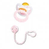 Nuk Rose & Blue Soothers T1 Colour Rose Latex 0-6 Months + Soother Band 1 Einheit