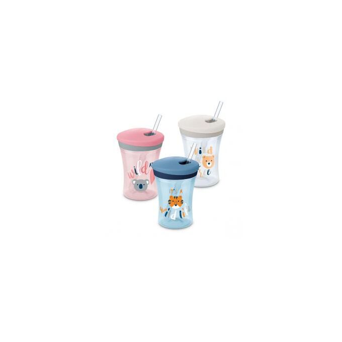 NUK Action Cup tasse avec paille silicone + 12 mois