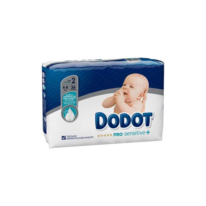 Dodot Pañales recién nacido 4-8 kgs talla 2 Dodot Bolsa 36 unidades