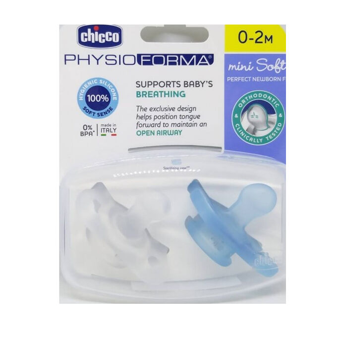 Accordingly Rose camp Chicco PhysioForma Mini Soft Blue Silicone Suck 0-2Meses 2 Units |  PharmacyClub | Buy the best pharma-cosmetics online