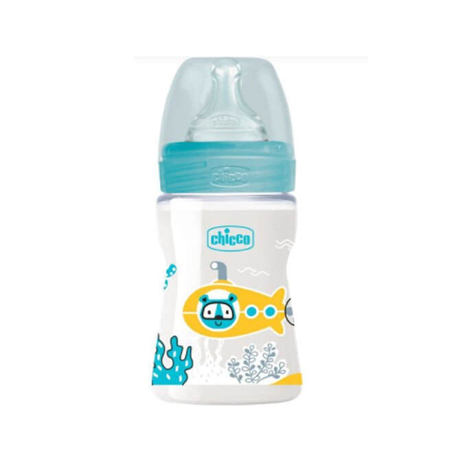 Chicco Chicco Green Baby Milk Feeding Bottle With Anti-Colic SiliconeTeat For 2M+,250ML 