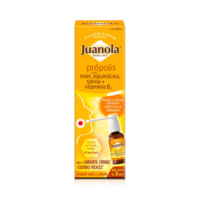 Juanola Propolis with Honey, Echinacea, Sage+ Vitamin B3 Oral Spray 30ml, PharmacyClub