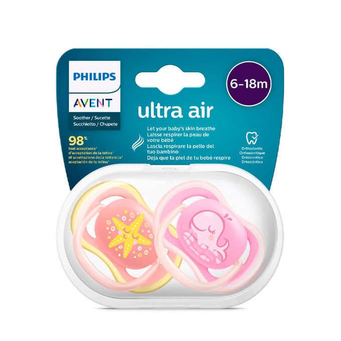 2 Chupetes Ultra Soft Silicona Deco 0-6M Philips/Avent